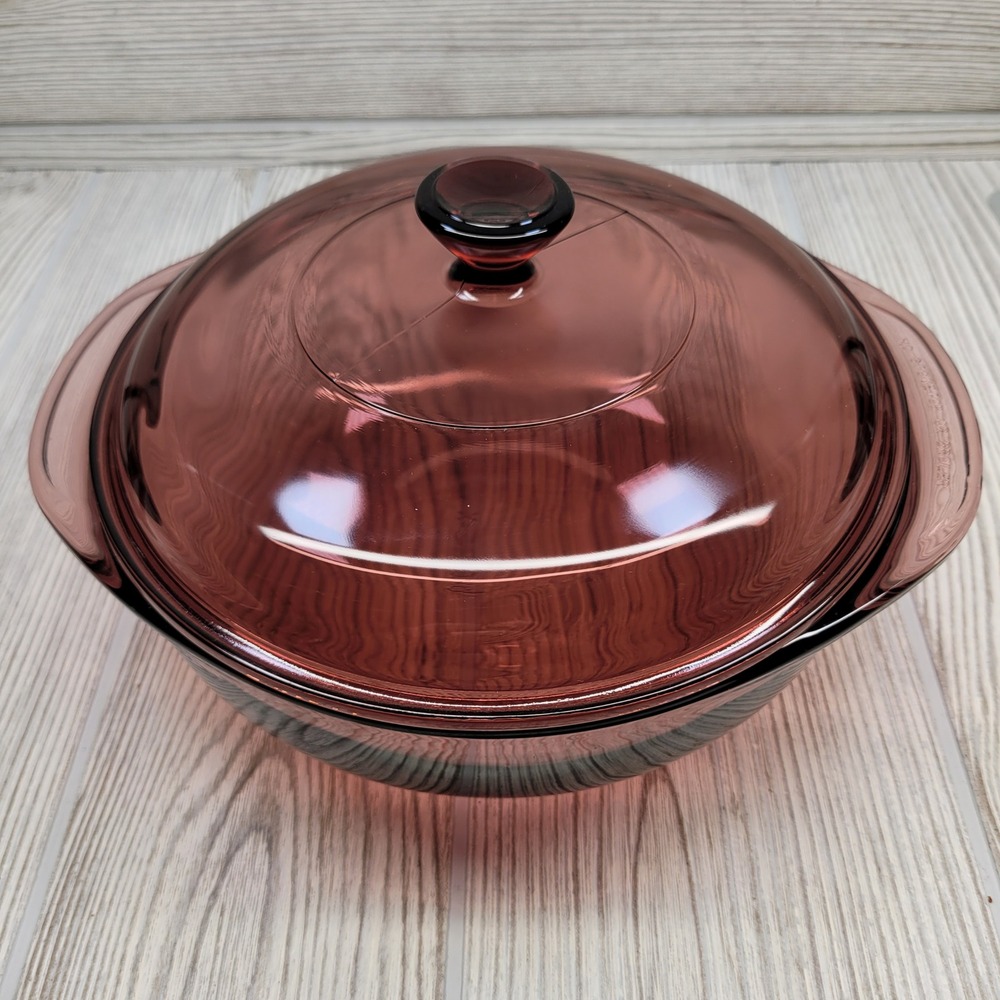 Pyrex Casserole Dish 1.5 QT Cranberry Pink Glass 023-N 623C Lid Cookware Vtg